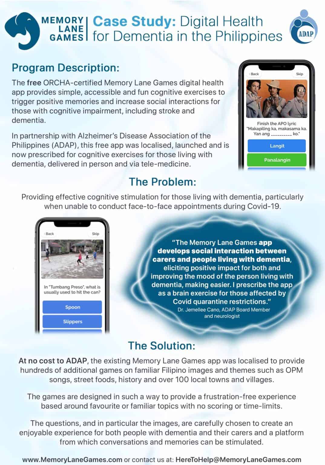 Case Study About Memory The Alzheimer’s Disease Association of the Philippines (ADAP) Case ...